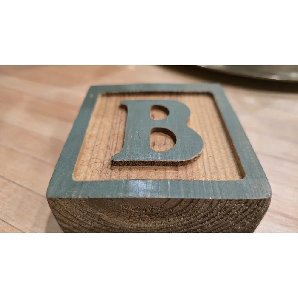 Vintage Year 1992 Alphabet Wood ABC Blocks Ornate Letter Decor Child's Room #149